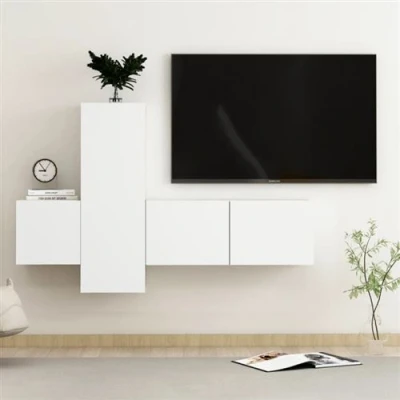 Afbeelding van vidaXL 3 delige Tv meubelset bewerkt hout wit