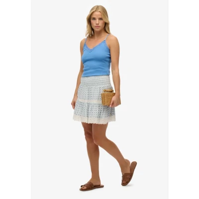 Afbeelding van Superdry Printed TRIM Minirok, Dames, Maat: 38, Ditsy tile blue