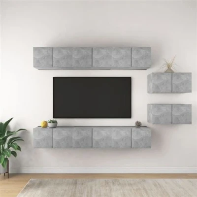 Afbeelding van vidaXL Tv meubelen 8 st bewerkt hout betongrijs