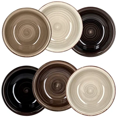 Afbeelding van MamboCat Grey Set van 6 soepborden grijs, robuust servies grijs aardewerk voor personen, soepbordenset in prachtige grijstinten,