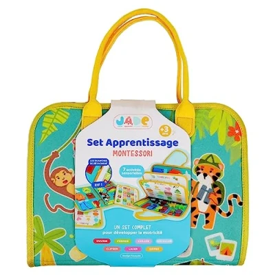 Afbeelding van jade J.A.D.E Activiteitentas Montessori 141512 educatief spel meerkleurig stoffen reizen sensorisch kinderspel Frans design 28 cm x 33 vanaf 3 jaar