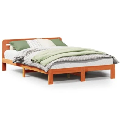 Image de vidaXL Cadre de lit sans matelas cire marron 120x200cm bois pin massif