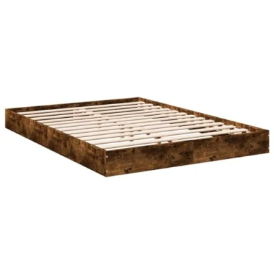 Afbeelding van Bedframe Led Massief Hout Wit 140X190 cm 120 x 190 / Gerookt eiken