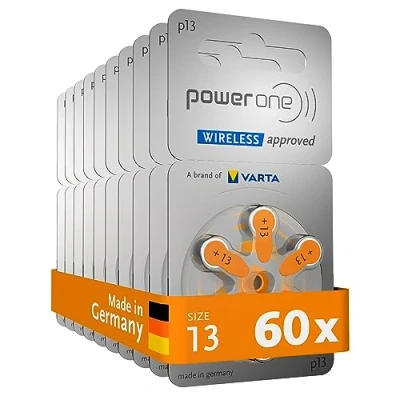 Afbeelding van PowerOne P 13 gehoorapparaat batterij PR48 310 mAh 1,45V, 60 stuks