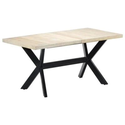 Afbeelding van vidaXL Eettafel 160x80x75 cm massief mangohout wit