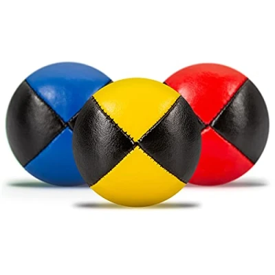 Afbeelding van Diabolo Freizeitsport Set van 3 jongleerballen 62 mm met vogelgierst, duurzaam kunstleer, waterdicht, voor kinderen en beginners