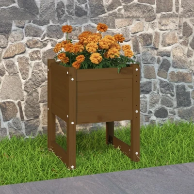 Afbeelding van Plantenbak 40x40x52,5 cm massief grenenhout honingbruin