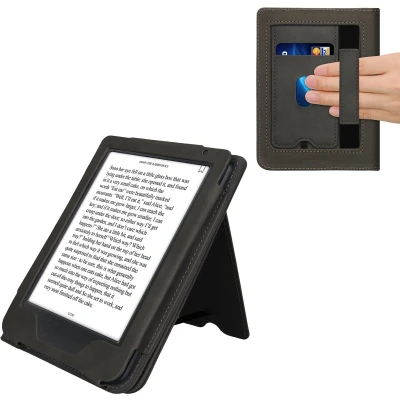 Afbeelding van kwmobile E reader hoesje geschikt voor Kobo Clara BW / Colour hoes flip case van kunstleer Ereader cover met stand In donkergrijs
