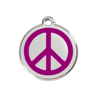 Afbeelding van Peace Purple roestvrijstalen hondenpenning medium/gemiddeld dia. 3 cm RedDingo