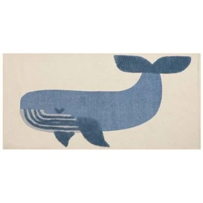 Afbeelding van SELAI Vloerkleed Beige/Blauw Katoen