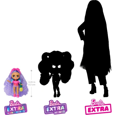 Afbeelding van Barbie HPN06 Extra coole mini reispop, 8 cm, met strandkleding, tie dye badpak en tropische accessoires, speelgoed voor kinderen, jongeren, vanaf 6 jaar