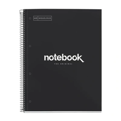 Afbeelding van Miquelrius Notitieboek, A4, emoties, 80 vellen, 90 g/m², rooster 5 x mm, 1 kleurband, microgeperforeerde spiraal, extra harde omslag, 4 gaten, kleur: zwart
