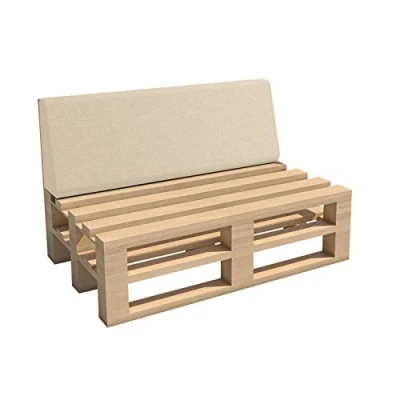 Afbeelding van chilly pilley Palletkussen, tuinkussen, binnen en buiten, wasbaar, afneembaar, zitkussen, rugkussen (zitkussen 120 x 60 15 cm, crèmekleurig)