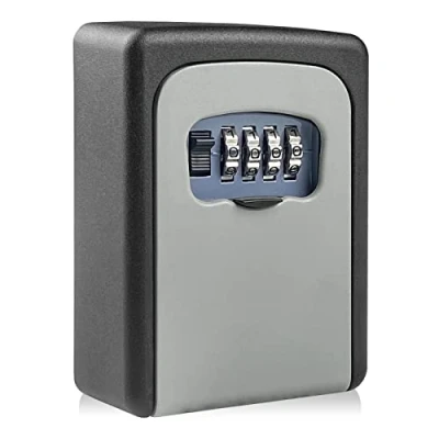 Afbeelding van Newpop Sleutelkluis met 4 cijferige code, waterdicht en corrosiebestendig, voor thuis, garage, school, kantoor, sportschool (grijs)