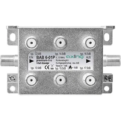 Image de Axing bab 6?01p dérivateur 6 directions la télévision par câble catv multimédia dvb t2 classe a + 10 db, 5?1218 mhz métal