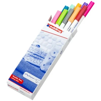 Image de edding Stylo textile 4600 Lot de 10 couleurs (amusant) Pointe ronde 1 mm Stylos permanents pour le dessin sur textile, résistant au lavage jusqu&#039;à 60 C