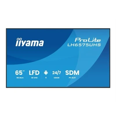 Afbeelding van Iiyama 65iWIDE LCD 3840 x 2160 4K UHD IPS panel LED Bl. Metal front bezel Fan less Speakers Multiple In /Outputs (HDMI(3x) DisplayPort Out