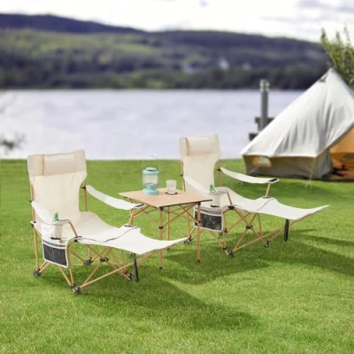 Afbeelding van Tuinset Bellante 3 delig campingset opvouwbaar houtkleurig en beige casa.pro
