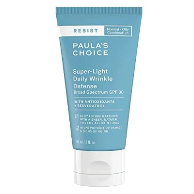 Afbeelding van Paula&#039;s Choice RESIST Anti aging dagcrème SPF 30, minerale zonnecrème voor het gezicht, matteert de huid, verwijdert rimpels en overtollig talg, met zinkoxide bisabolol, gemengde tot vette 60