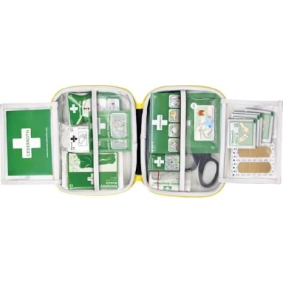 Afbeelding van Cederroth ® First Aid kit Medium Goed gevulde EHBO doos van rubberachtig materiaal met praktisch handvat en verstelbare klittenband Eerste hulp koffer voor bedrijven of consumenten reizen vakantie
