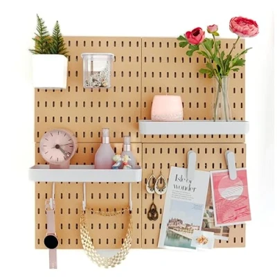 Afbeelding van L&#039;essentiel Complete set van 4 wandpanelen voor thuis en op kantoor, 56 x cm, zwart, tegels 28 accessoires, wit of zwart (bruin/wit, panelen)