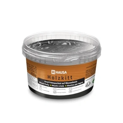 Afbeelding van HAUSA Houtplamuur zwart 250 g houtvuller kit voor het repareren van houtschade Gebruiksklaar uitstekende vulkracht Sneldrogend Bestand