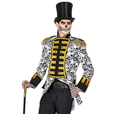 Afbeelding van Widmann Heks &amp; Spider Lady Voodoo Duistere Religie Kostuum Graaf Skull Van Dodenstijn Man Zwart / Wit Medium Halloween Verkleedkleding