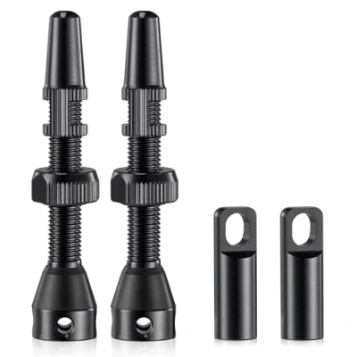 Afbeelding van HZJD Presta luchtventielstangen zonder binnenband voor fiets, zwart, tubeless legering (44 mm), 2 stuks