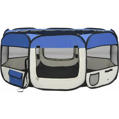 Afbeelding van vidaXL Hondenren inklapbaar met draagtas 145x145x61 cm blauw