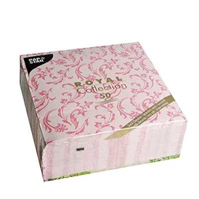 Afbeelding van PAPSTAR #85002 Damascato Oblaatpapier servetten, 6 laags, 40 x cm, fuchsia, 50 stuks