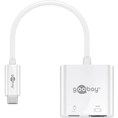 Afbeelding van Goobay USB C naar HDMI adapter met 60 W Power Delivery voegt een poort toe aan apparaat.
