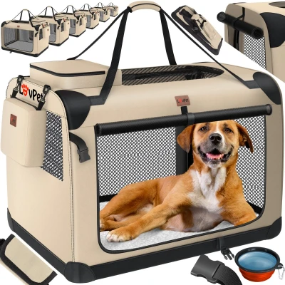 Afbeelding van LOVPET® reisBench Hondenbench hondenbox honden transportbox opvouwbaar incl. transportzak hondenbak voor huisdieren, en katten M, Beige