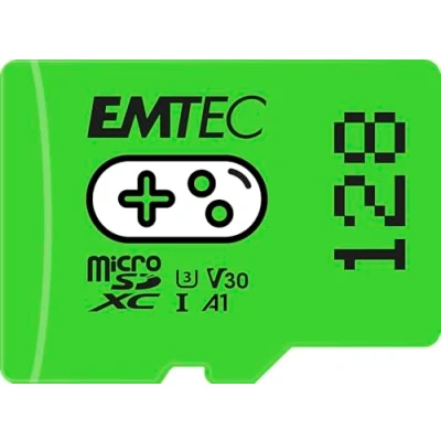 Image de Carte mémoire Gaming microSD UHS I U3 V30 A1/A2 Emtec 128 Go Vert