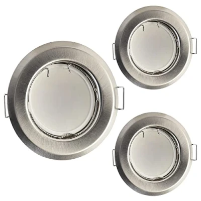 Afbeelding van HCFEI Set van 3 ultra platte led inbouwspots met module 230 V I W 320 lm stralingshoek 120 dimbaar geborsteld roestvrij staal montagegat 50 55 mm spot