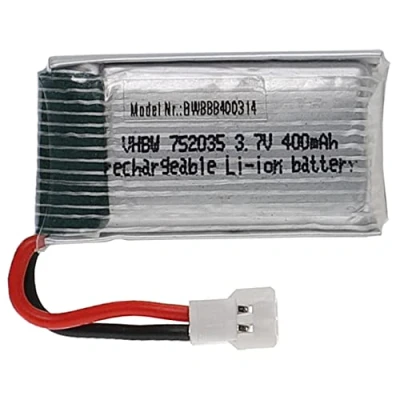 Afbeelding van vhbw Accu compatibel met XH 2,54 2P aansluiting voor RC model, bijv. raceauto vliegtuig (400 mAh, 3,7 V, Li polymeer, 37 x 20 8 mm)