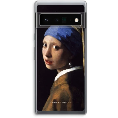 Afbeelding van Case Company® hoesje geschikt voor Google Pixel 6 Pro The Pearl Earring Soft Cover Telefoonhoesje Bescherming aan alle Kanten en Schermrand