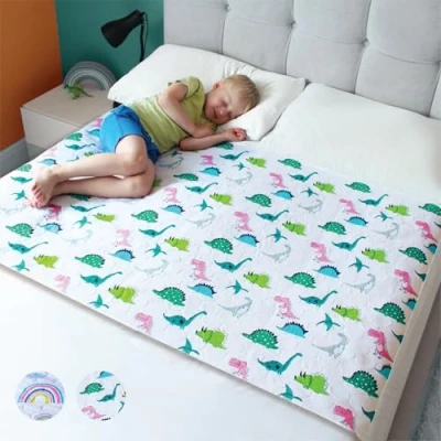 Afbeelding van Hygge Sheets® Urinemat voor kinderen en peuters, 100% waterdicht antislip, wasbaar, herbruikbaar, matrasbeschermer laken, dinosaurus