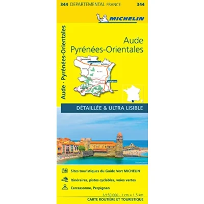 Afbeelding van Michelin 344 Wegenkaart Aude, Pyrenees Orientales