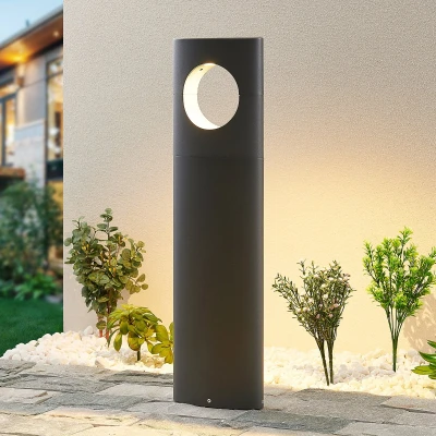Afbeelding van Lucande LED buitenlamp 1licht drukgegoten aluminium, kunststof H: 65 cm donkergrijs Inclusief lichtbron