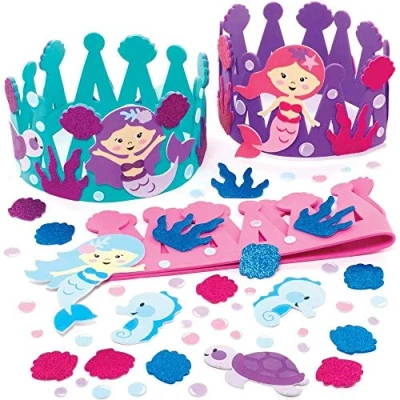 Afbeelding van Baker Ross FE174 Zeemeerminnenkroonset 3 stuks, kinderhandwerk om te maken en dragen als accessoire voor kostuums, verkleedpartijen, feestjes meer