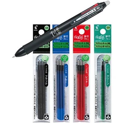 Afbeelding van Pilot FriXion Ball 2268001 rollerbalpen, 4 kleuren, 0,5 mm, zwart (pen + reservevullingen)
