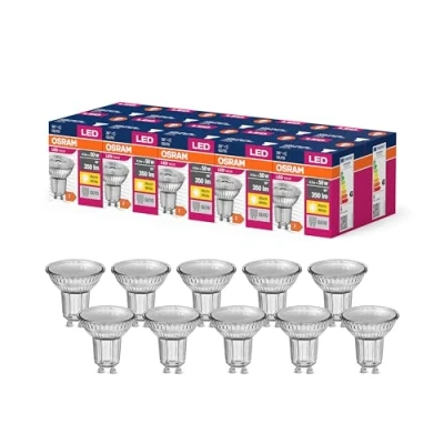 Afbeelding van OSRAM Led sterrenwaarde par16 ledlamp voor GU10 basis, reflectorlamp, GL, 350 lumen, warmwit (3000 K), vervanging conventionele 50 W lampen, niet dimbaar, 10 stuks