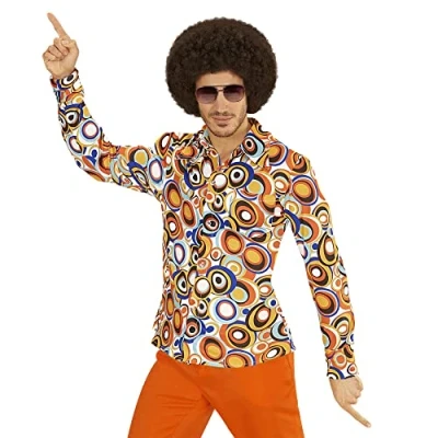 Afbeelding van W WIDMANN MILANO Party Fashion Herenhemd jaren &#039;70, bubbels, discostijl, carnavalskostuums