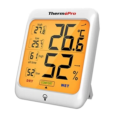 Afbeelding van ThermoPro TP53 Digitale thermo hygrometer, bewaking kamertemperatuur en luchtvochtigheid, met achtergrondverlichting
