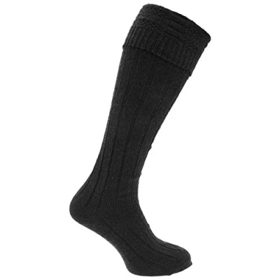 Afbeelding van Universal Textiles Scottish Highland Wear wollen sokken voor heren, zwart.