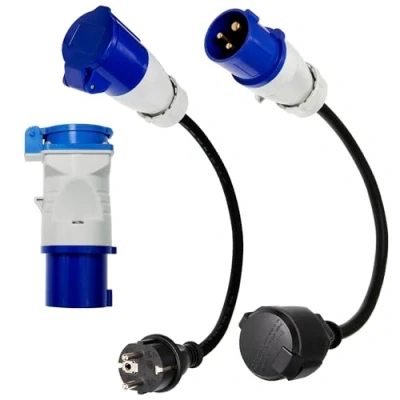 Afbeelding van CEE adapter naar Schuko stopcontact 230V 16A voor camping en camper 3 stuks