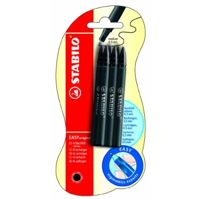Afbeelding van Stabilo Easy Original vullingen met zwarte inkt, 0,5 mm, 6 stuks
