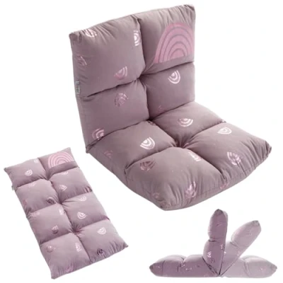 Afbeelding van howa 2 in 1 Kinderfauteuil + Kinderlounger 6 voudig verstelbare rugleuning &quot;rainbow&quot; roze 86011