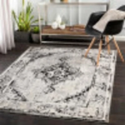 Afbeelding van SURYA Vloerkleed Woonkamer, Slaapkamer Vintage Oosters Tapijt JOANNA Wit/Zwart 152x213 cm