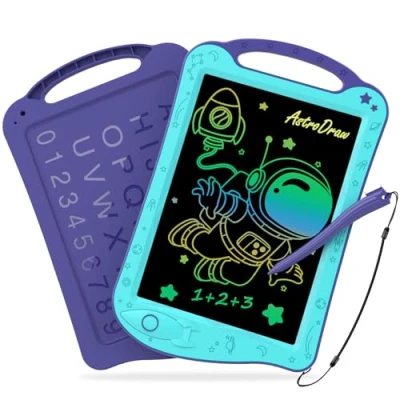Afbeelding van HOMESTEC AstroDraw speelgoed voor kinderen van 2, 3, 4, 5, 6 jaar, cadeau jongens en meisjes, ruimtetekenblok met handvat, lcd schrijftablet kinderen, kleurrijk educatief